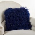 Saro Lifestyle SARO 3564.CZ16S 16 in. Square Wool Mongolian Lamb Fur Throw Pillow  Cobalt Blue 3564.CZ16S